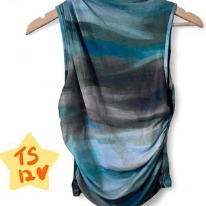 Green Mesh Marble Print Top